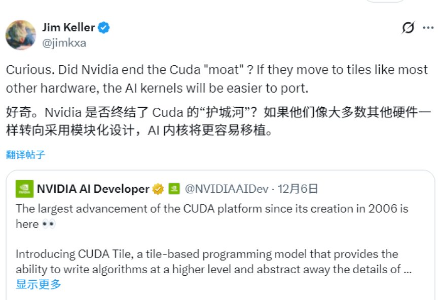 CUDA 20年来最大更新 芯片大神Jim Keller：NVIDIA在拆护城河