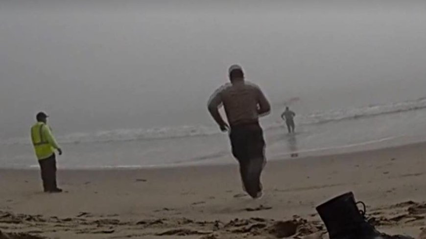 LA deputies caught on camera racing into foggy ocean to rescue disoriented paragliders