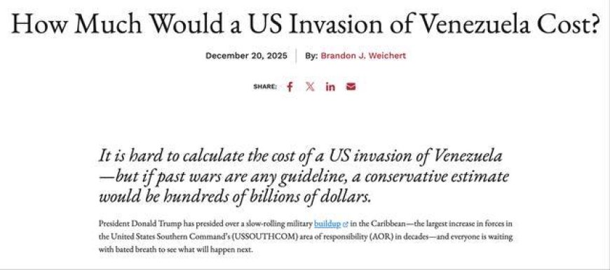 美媒计算入侵委内瑞拉成本：真要打，被送走的将是美国？