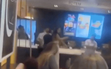McDonald's customer caught on camera launching flying kick at employee during heated brawl