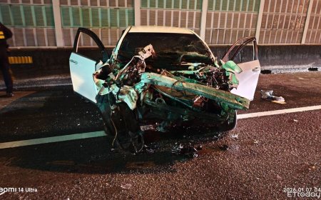 快訊／國1北上361k追撞！女駕駛追撞水泥車再撞護欄　搶救無效亡