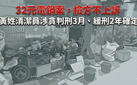 快訊／回收32元電鍋送拾荒婦　檢方、清潔員不上訴...一審判刑確定