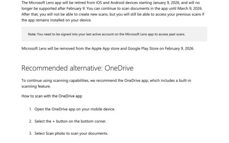 微软确认文档扫描应用 Microsoft Lens 寿终正寝，2 月 9 日后告别应用商店