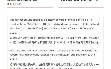 657.59 km/h！父子档自制 3D 打印无人机，刷新全球最速电池供电遥控四轴无人机纪录