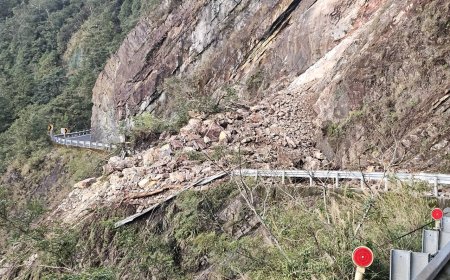 北橫公路明池段邊坡「土石大量崩落」！道路緊急封閉　現場畫面曝