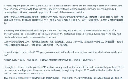 七年前旧MacBook进苹果售后修电池 免费换回M4 Max旗舰