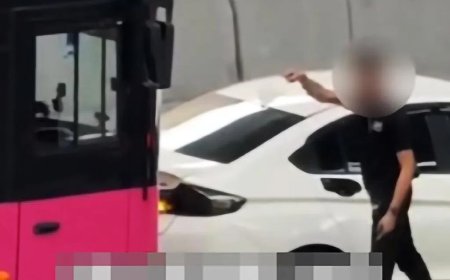 疑占新山关卡巴士通道遭鸣笛 男子下车辱骂司机