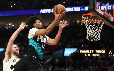 Canada’s Sharpe leads Blazers over Lakers, playing without Doncic