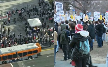 Nationwide walkout draws thousands into streets on anniversary of Trump’s inauguration