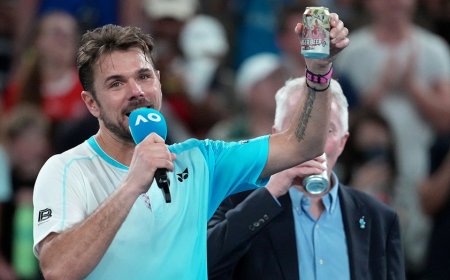 Three-time Grand Slam winner enjoys beer on court after emotional final Australian Open match