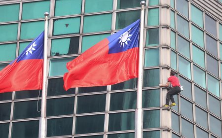 Climber Alex Honnold free solos Taipei 101 skyscraper