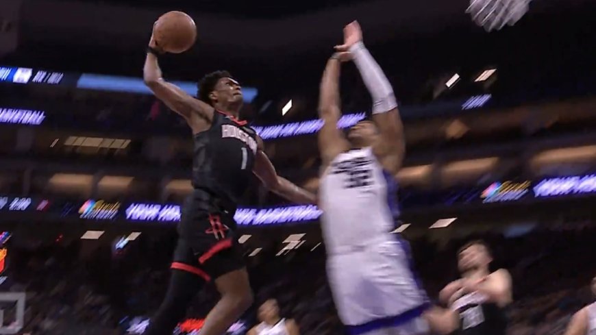 Rockets’ Thompson throws down vicious and-one dunk over Kings’ Cardwell