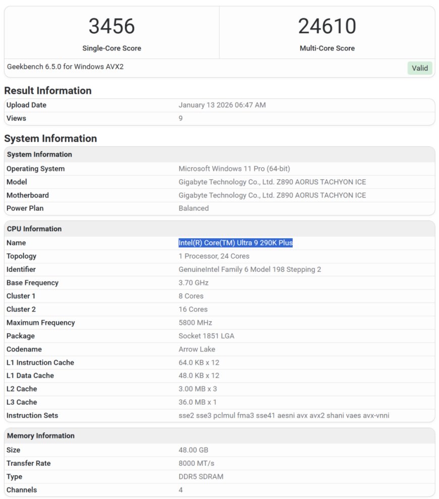 Intel酷睿Ultra 9 290K/290HX Plus双旗舰齐现身