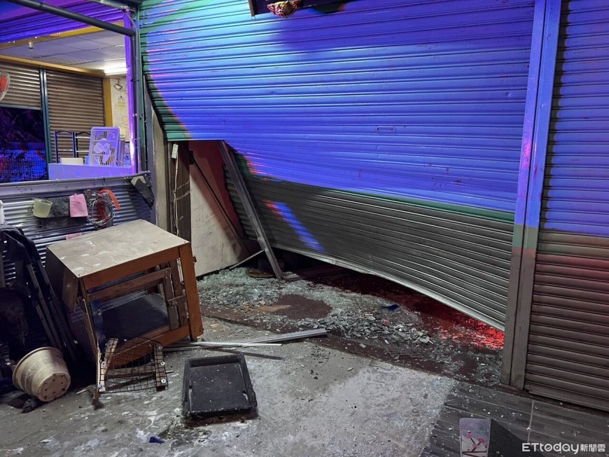 嘉義私人神壇遭10多人砸廟！開車猛撞鐵捲門　檢警持拘票逮2主嫌