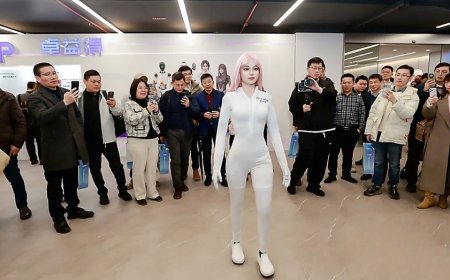 Warm-skinned AI robot with camera eyes is seriously creepy