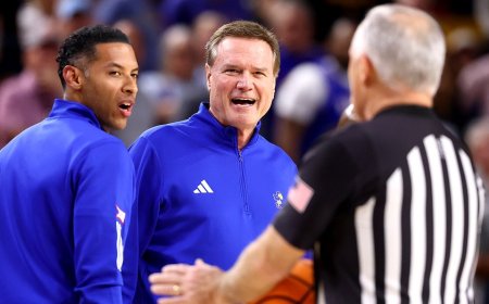 Kansas coach Bill Self ejected before halftime in upset loss to Arizona State: 'Pretty temperamental crew'