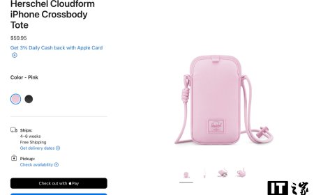 苹果海外官网上架 Herschel Cloudform iPhone 斜挎包：可放置 AirTag，59.95 美元