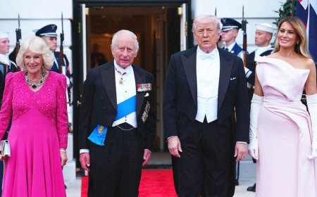 Queen Camilla ditches tiara at White House state dinner as King Charles gifts Trump historic bell