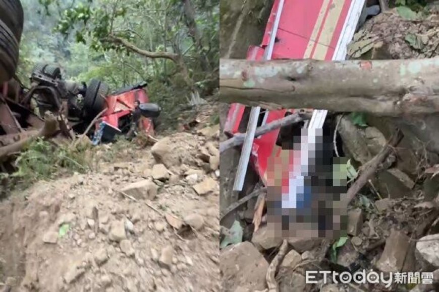 驚險搜救畫面曝！南投砂石車墜百米山谷　花4小時尋獲遺體卡石堆